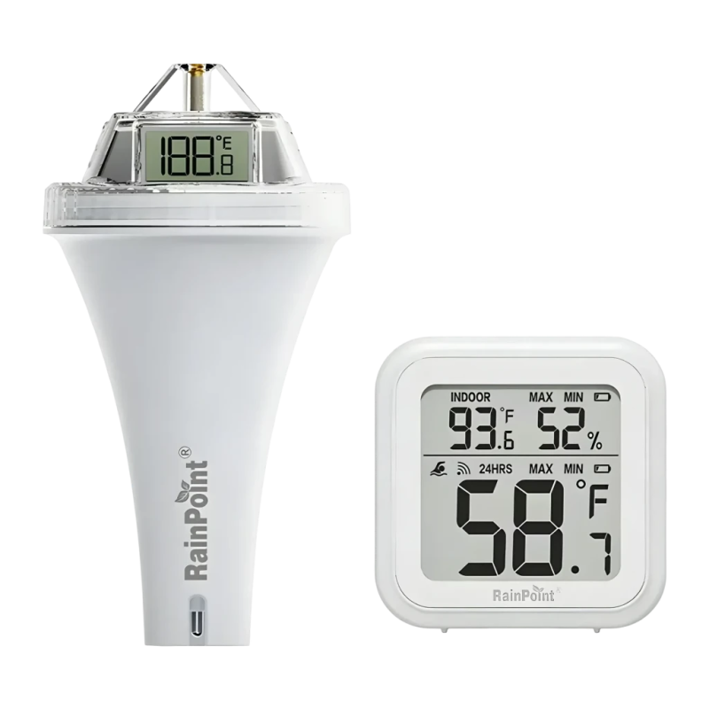 Rainpoint Sans fil Blanc avec Récepteur 100m portée Thermomètre de piscine