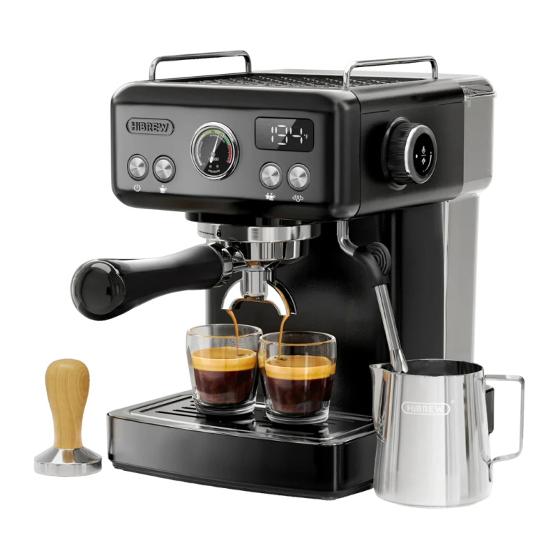 HiBREW H10A 1,8L Buse Vapeur 19Bar Noir Cafetière Espresso