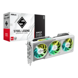 ASRock Radeon RX 9070 Steel Legend OC 16GB GDDR6 Blanc 3 ventilateurs HDMI 2.1 3 DisplayPort Carte graphique
