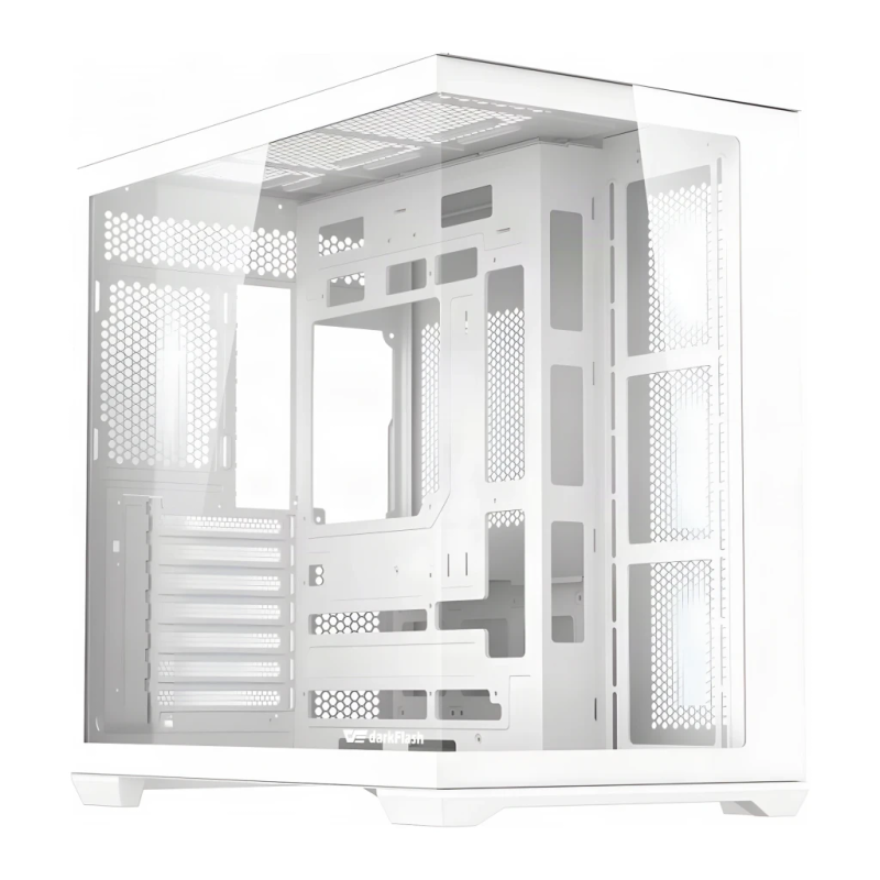 Darkflash C280 Verre Trempé 270° ATX/E-ATX/M-ATX/ITX Sans Ventilateurs Blanc Boîtier PC