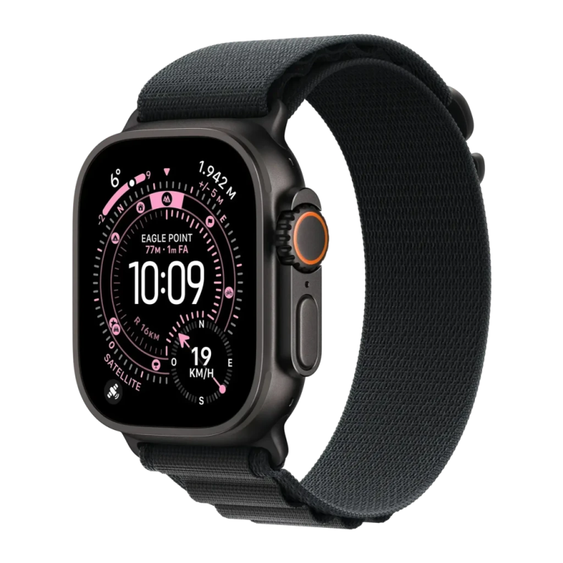 Apple Watch Ultra 3 GPS + Cellular 49mm Titane Noir Bracelet Boucle Alpine Noire Taille M NFC