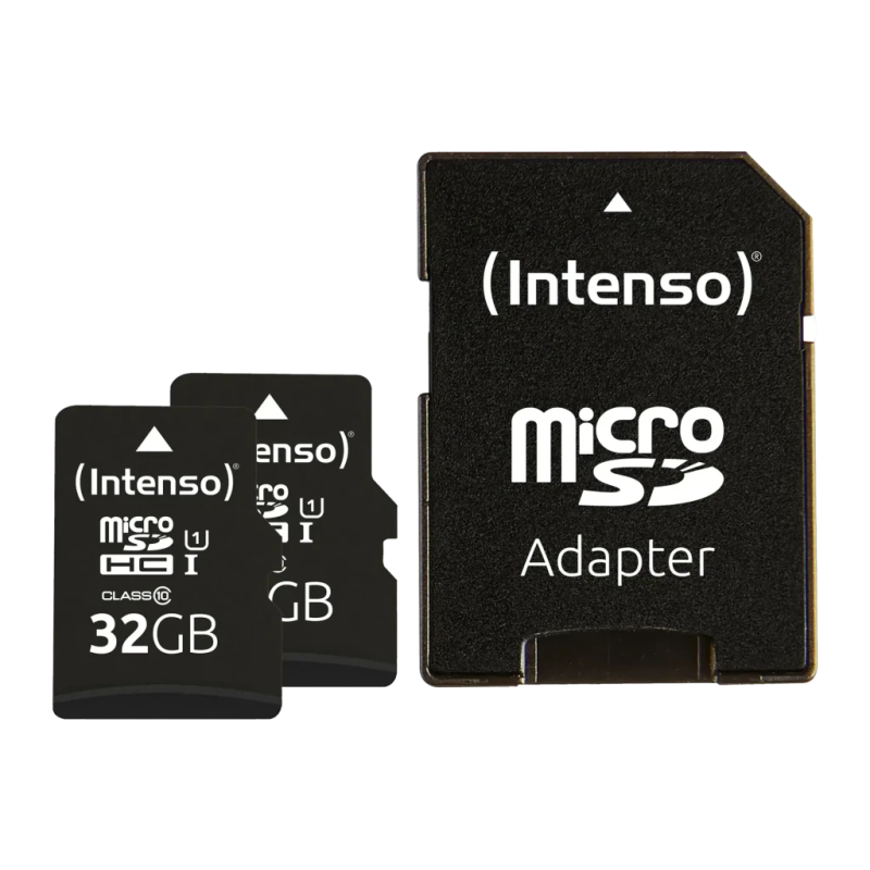Intenso Premium Pack 2 32GB Noir 90MB/s U1 Carte microSDHC + Adaptateur SD