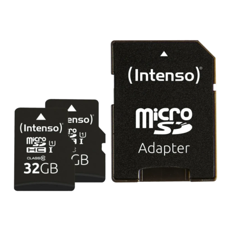 Intenso Premium Pack 2 32GB Noir 90MB/s U1 Carte microSDHC + Adaptateur SD
