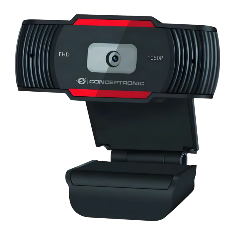 Conceptronic AMDIS Full HD 1080p Microphone 30fps Noir/Rouge Webcam