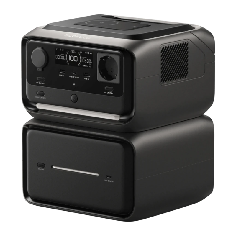 EcoFlow River 3 Max Plus Wireless Noir 858Wh 600W crête 1200W onde sinusoïdale pure USB-C Station d'énergie portable