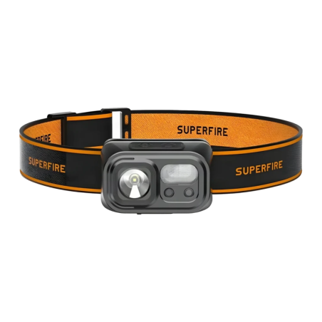 Superfire Noir USB-C 120 lumens 110 m HL23-X 500mAh Lampe frontale LED rechargeable