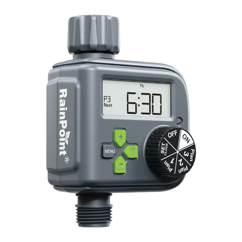 RainPoint Sans Connexion Électrique (Piles) 2×AAA Gris ITV517V6-RS IP54 Programmateur d'arrosage