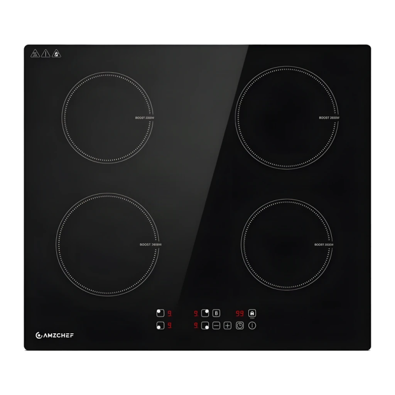 Table de cuisson à induction Amzchef 7400W 4 zones Noir CE-T-74IB4XYZF-CS