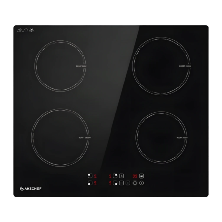 Table de cuisson à induction Amzchef 7400W 4 zones Noir CE-T-74IB4XYZF-CS