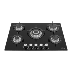 Table de cuisson gaz Iseasy 5 feux encastrable verre Noir MGBG-775
