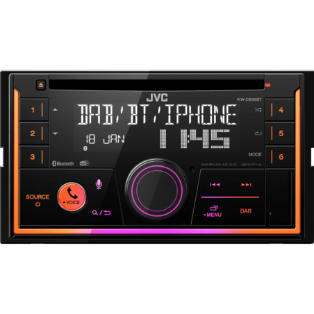JVC Noir 2 DIN Bluetooth 4,2 KW-DB95BT Autoradio