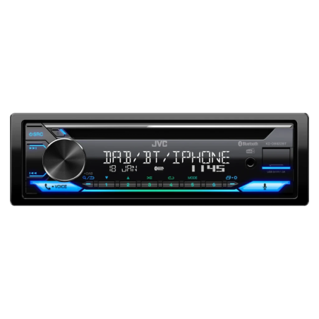 JVC Noir 1 DIN Bluetooth 4.2 KD-DB922BT Autoradio