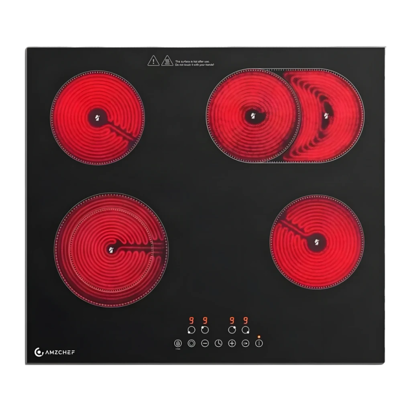 Amzchef 7200W Noir CE-T-72CB4xyP200-LBH écran tactile Plaque vitrocéramique