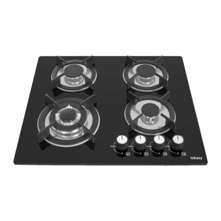 Table de cuisson gaz Iseasy 7800W 4 feux Noir MGBG-604B