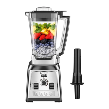 Blender AMZCHEF 2L 2000W 8 vitesses + Pulse Noir/Argent CE-NY-8088MJD