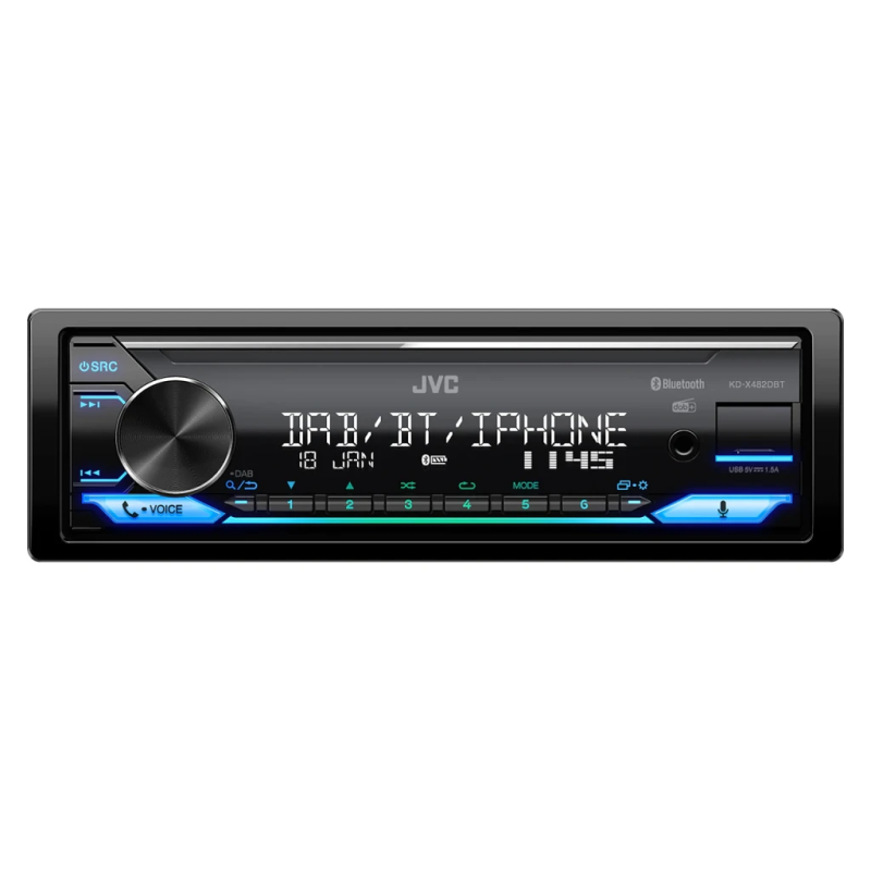JVC Noir 1 DIN Bluetooth KD-X482DBT Autoradio