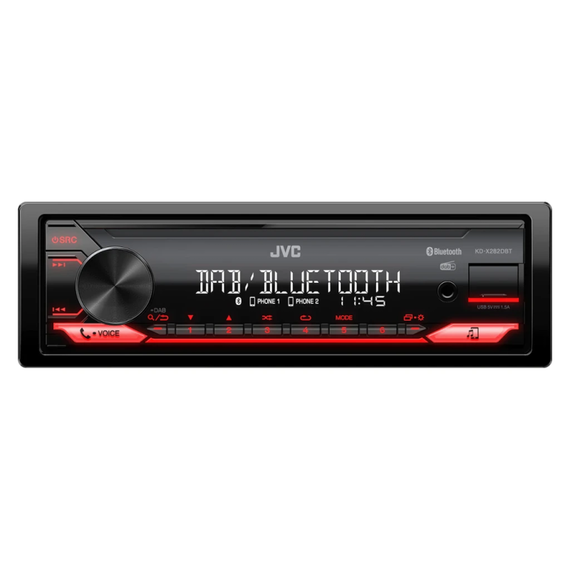 JVC Noir 1 DIN Bluetooth 4.2 KD-X282DBT Autoradio