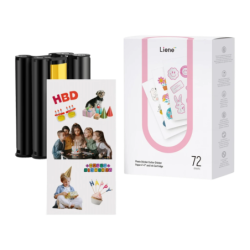 Liene PixCut Papier Adhésif 4x7 pouces 72 Feuilles + 2 Cartouches