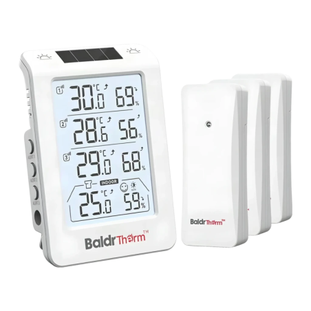 Baldrtherm RainPoint B0598 Rétroéclairage Automatique 3 canaux Blanc Thermo-hygromètre sans fil