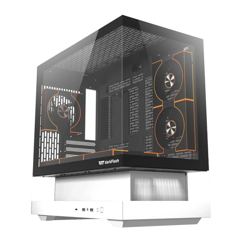 Darkflash F1 Verre Trempé M-ATX/ITX 6 Ventilateurs ARGB Blanc Midi Tower Boîtier PC