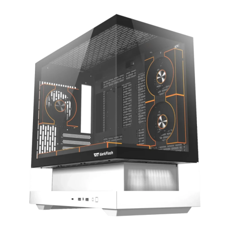Darkflash F1 Verre Trempé M-ATX/ITX 6 Ventilateurs ARGB Blanc Midi Tower Boîtier PC