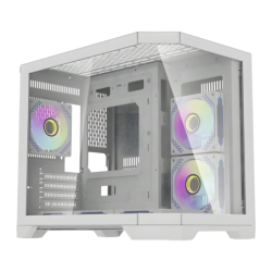 Darkflash FT418 3 panneaux verre trempé Mini Tower M-ATX/ITX Blanc 6 ventilateurs Boîtier PC