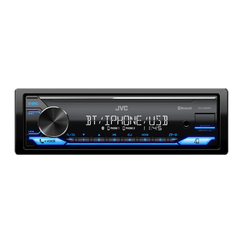 JVC 1 DIN Bluetooth Noir KD-X382BT Autoradio