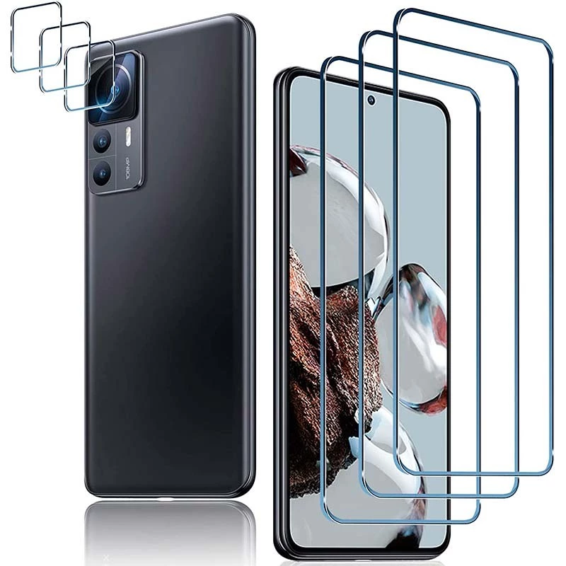 Pack d'accessoires Xiaomi 12T avec 3 Protection d'écran + 3 Film protection caméra