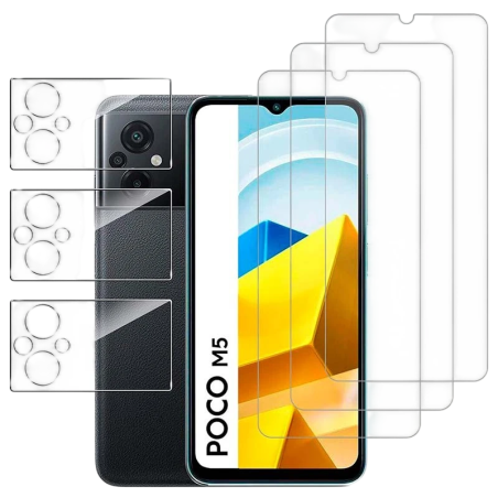 Pack d'accessoires Xiaomi Poco M5 avec 3 Protection d'écran + 3 Film protection caméra