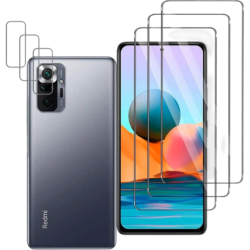Pack d'accessoires Xiaomi Poco M5s / Redmi Note 10 / Redmi Note 10S avec 3 Protection d'écran + 3 Film protection caméra
