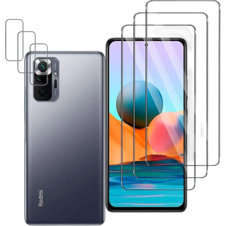Pack d'accessoires Xiaomi Poco M5s / Redmi Note 10 / Redmi Note 10S avec 3 Protection d'écran + 3 Film protection caméra