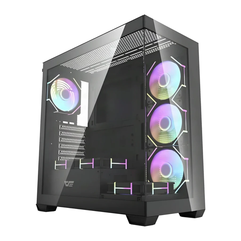 Darkflash DS900 Noir + 7 Ventilateurs ARGB Double Verre Trempé 270° Boîtier PC