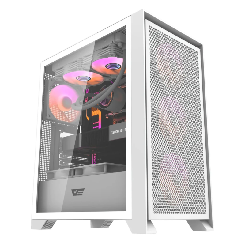 Darkflash DRX70 Mesh Verre Trempé ATX/mATX/ITX Blanc Midi Tower 3 ventilateurs Boîtier PC