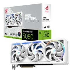 ASUS ROG Astral GeForce RTX 5080 O16G OC Edition 16GB GDDR7 Blanc 4 ventilateurs HDMI 2.1 3 DisplayPort Carte graphique