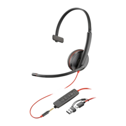 Poly Blackwire 3215 USB-C Noir Arceau avec micro Casque