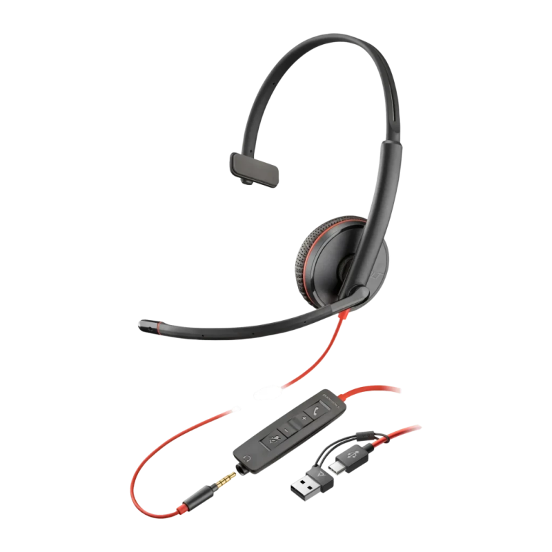 Poly Blackwire 3215 USB-C Noir Arceau avec micro Casque