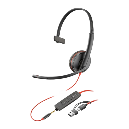 Poly Blackwire 3215 USB-C Noir Arceau avec micro Casque