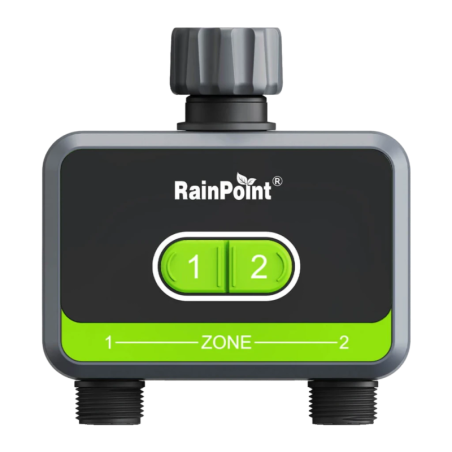 RainPoint 2 Zones Bluetooth 5.0 4 piles AA HTV210B IP54 Programmateur d'arrosage