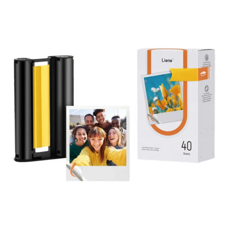 Papier Photo Liene Amber 3x3 pouces Autocollant 40 Feuilles + 1 Cartouche