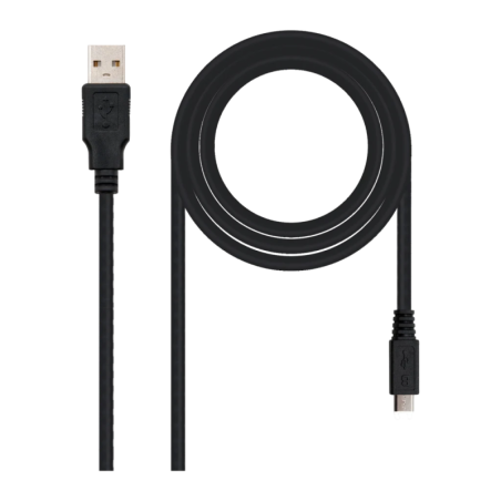 Câble Nanocable USB 2.0 Type A Mâle vers Micro USB B Mâle 0,8 m Noir