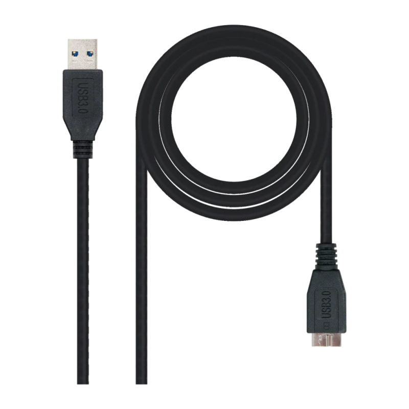 Câble Nanocable USB 3.0 Type A Mâle vers Micro USB B Mâle 1 m Noir