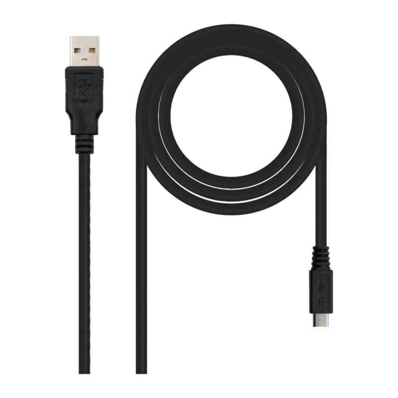 Câble Nanocable USB 2.0 Type A Mâle vers Micro USB B Mâle 1,8 m Noir