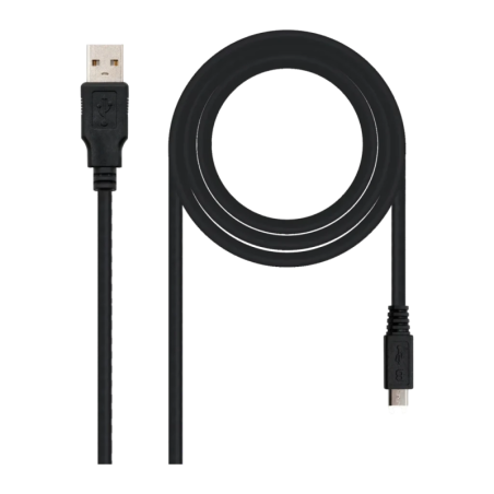 Câble Nanocable USB 2.0 Type A Mâle vers Micro USB B Mâle 1,8 m Noir