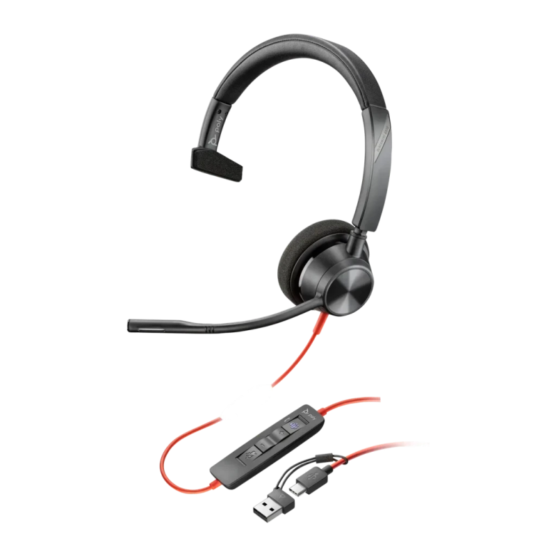 HP Poly Blackwire 3310 USB-C Noir Arceau avec micro Casque