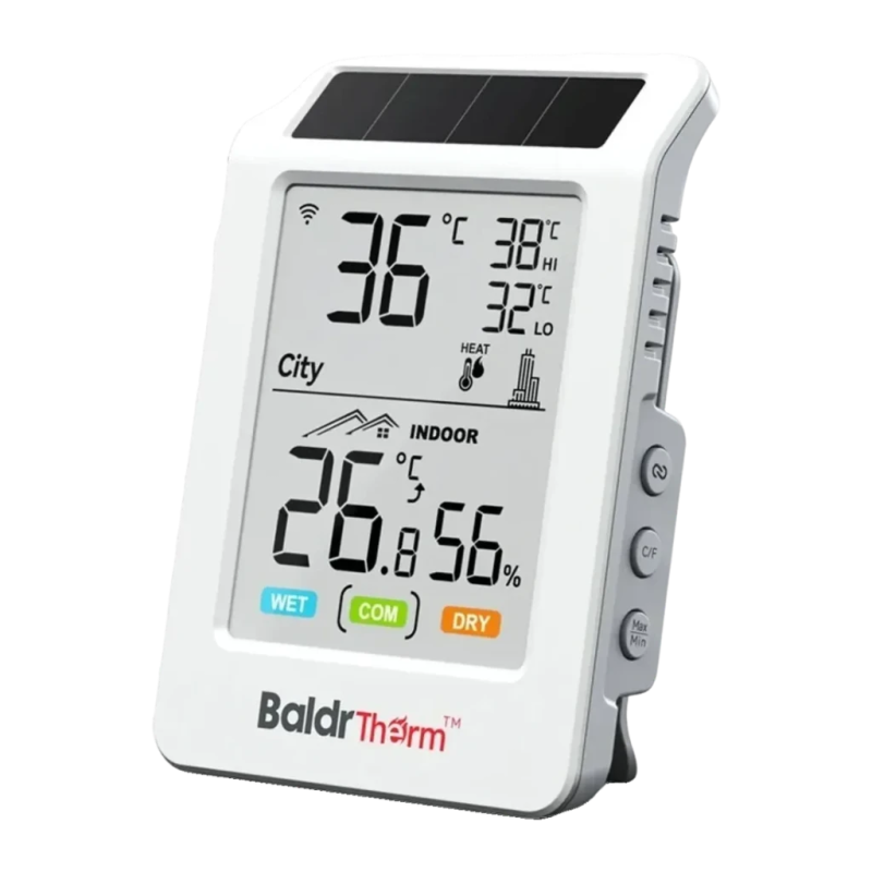 Baldrtherm Solaire Température et Humidité HCS596WB Blanc WiFi Bluetooth Thermo-hygromètre