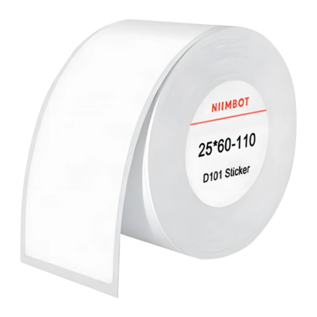 Étiquettes thermiques Niimbot 25×60mm 110 pcs Rouleau Blanc T25×60-110