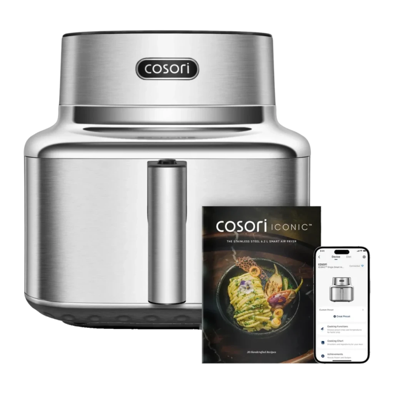Cosori Iconic Single Chef Edition 6,2L 1725W Verre trempé Acier Inoxydable écran tactile Friteuse à air
