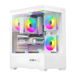 Darkflash C365 Verre Trempé 270° ATX/M-ATX/ITX Blanc 5 ventilateurs Boîtier PC