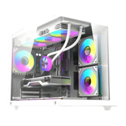 Darkflash B275 PRO Verre Trempé 270° M-ATX/ITX 6 Ventilateurs Blanc Boîtier PC