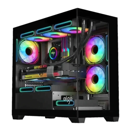 Darkflash C218M 2 Panneaux Verre Trempé Mini Tower mATX/ITX Noir 6 ventilateurs Boîtier PC